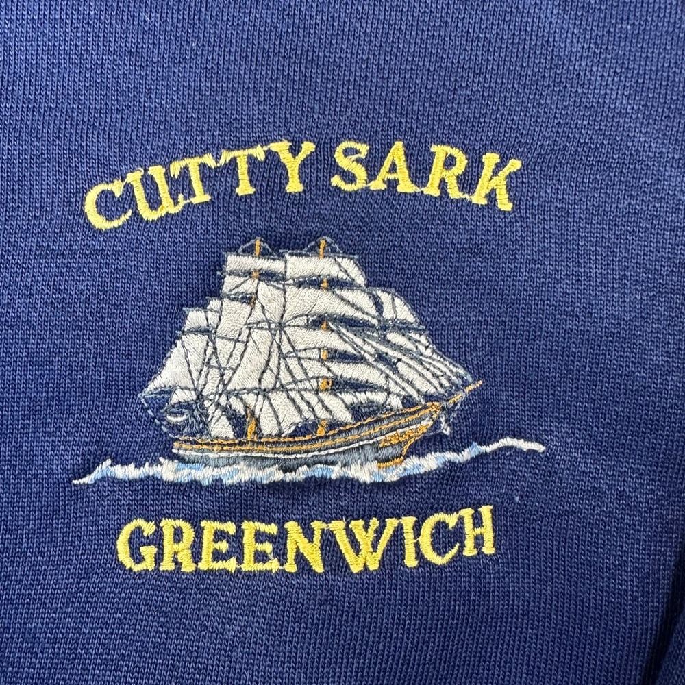 Vtg Cutty Sark Greenwich Navy Blue Raglan‎ Sweatshirt Made in Britain Medium